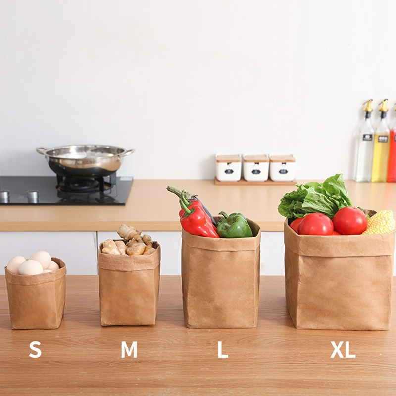 Reusable Produce Bag - Kraft Paper Bag Washable Paper Storage