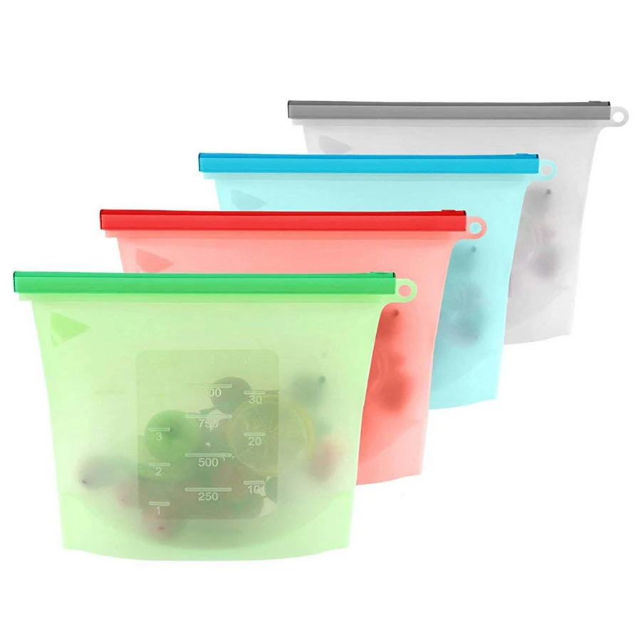 Reusable Produce Bag - 1000ml Reusable Silicone Food Grade Storage