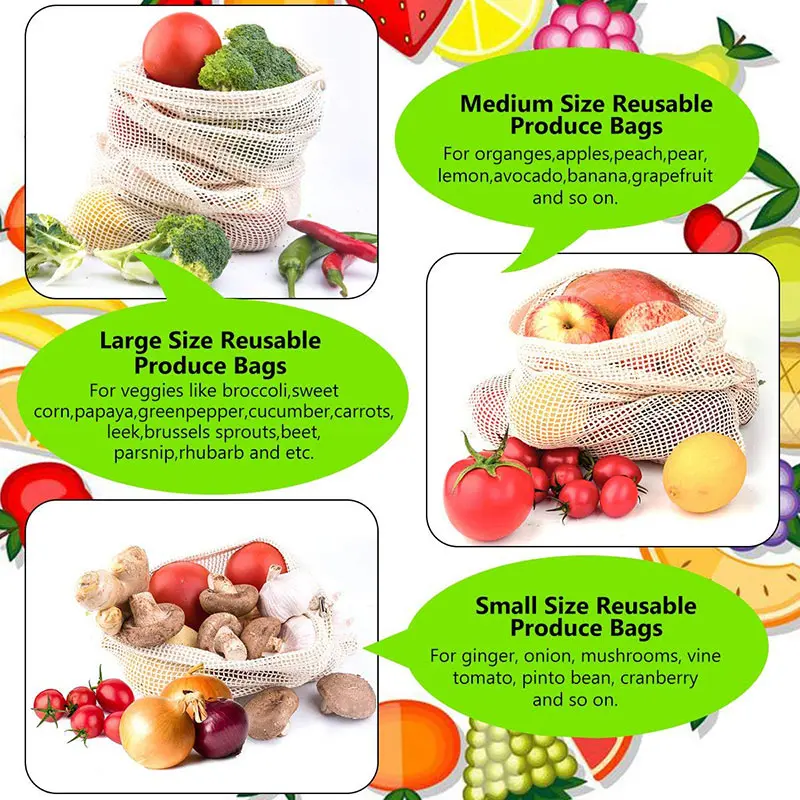 3 6 10 Chiếc Có Thể Tái Sử Dụn - đánh giá và giá Reusable Produce Bag